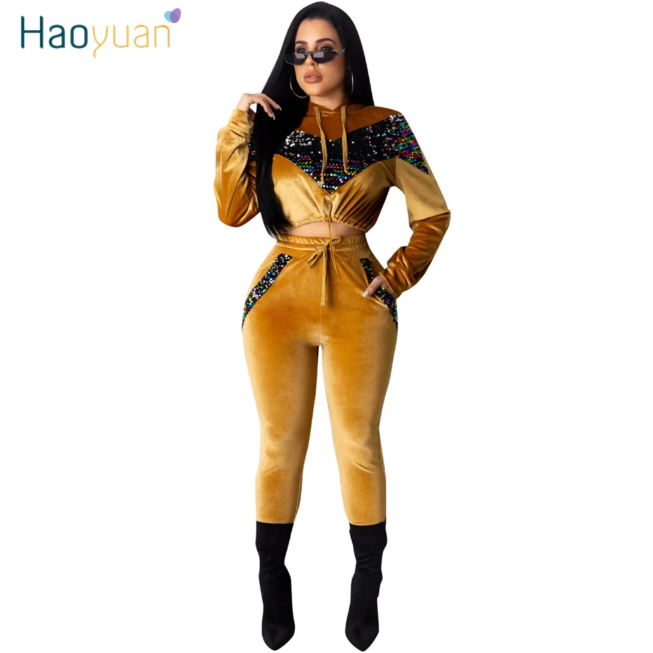 yellow velour tracksuit