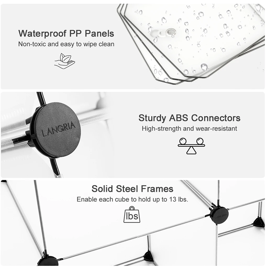 LANGRIA 20 куб модульный шкаф Органайзер DIY Нетканые пластиковые свободно сборные шкафы для одежды обувь игрушки Прозрачный