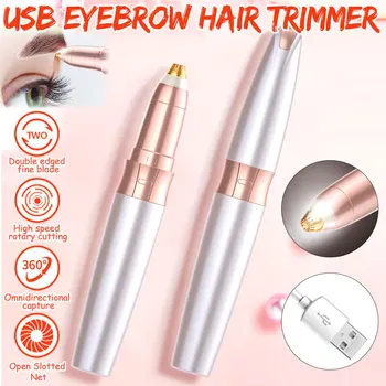 

USB Electric Eyebrow Trimmer Women Mini Eyebrow Shaver Instant Painless Face Brows Hair Remover Epilator Razors Light Waterproof
