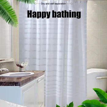 

New Hot White Stripe Waterproof Mildewproof Thicken Bathroom Curtain Large Mildew Resistan Curtain SMD66