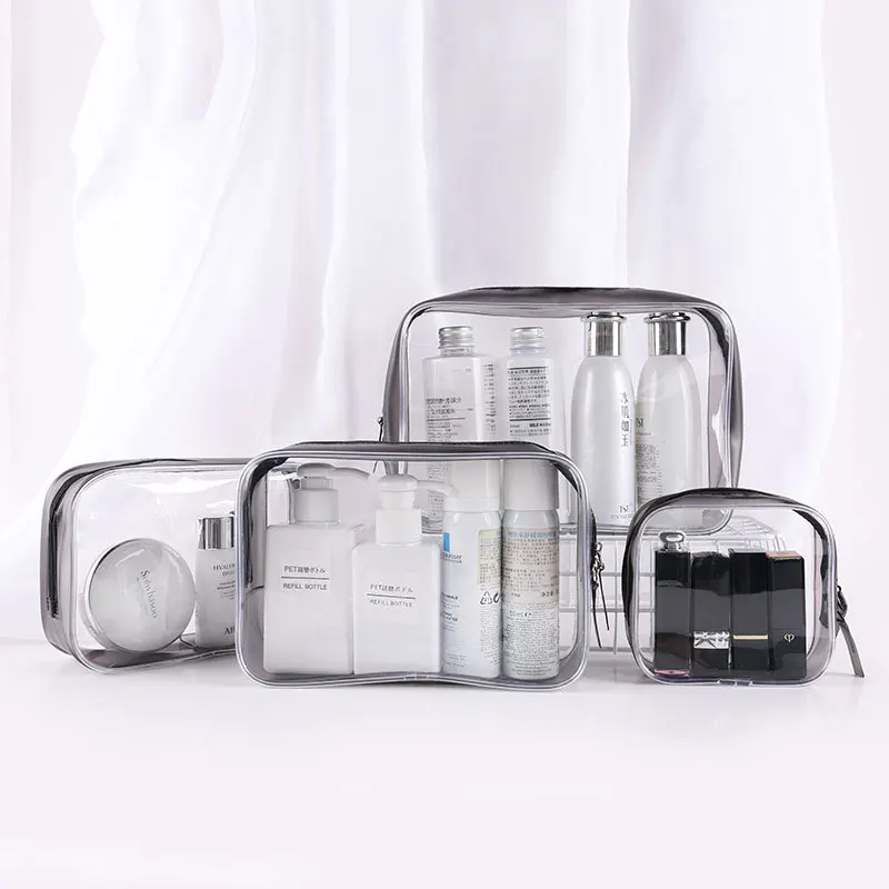 1PCS 투명 화장품 가방 PVC 여성 지퍼 메이크업 가방 뷰티 케이스 여행 메이크업 Organizer Storage Bath Toiletry Wash Bag