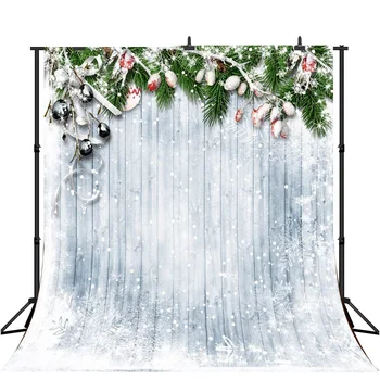 

Lyavshi vinyl photography backdrops Christmas ornaments with snow decorated on wood background studio funds fond photo