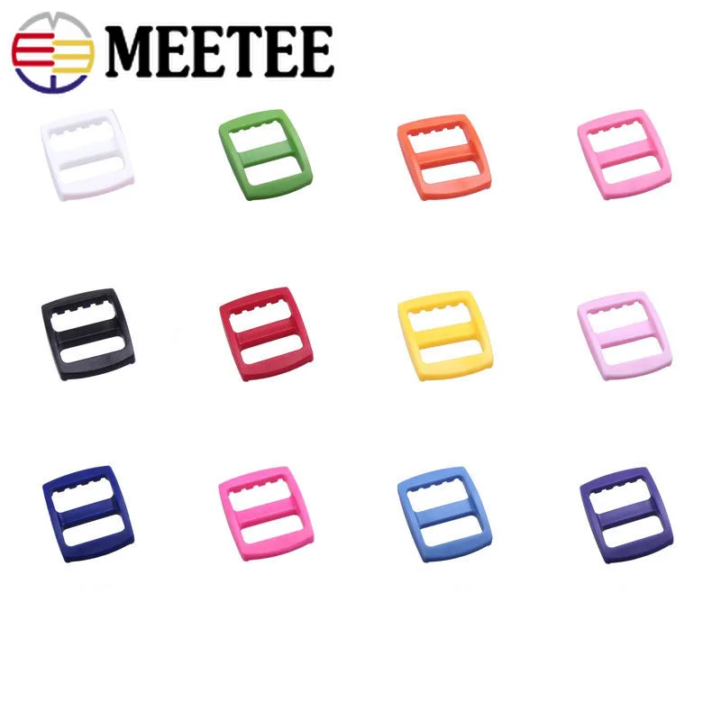 Meetee 50/100 шт, 25 мм, Пластик двухщелевая Пряжка Цвет собачьих ошейников Кнопка тканной ленты Чемодан ремешок ремень рюкзака Тройная крюк