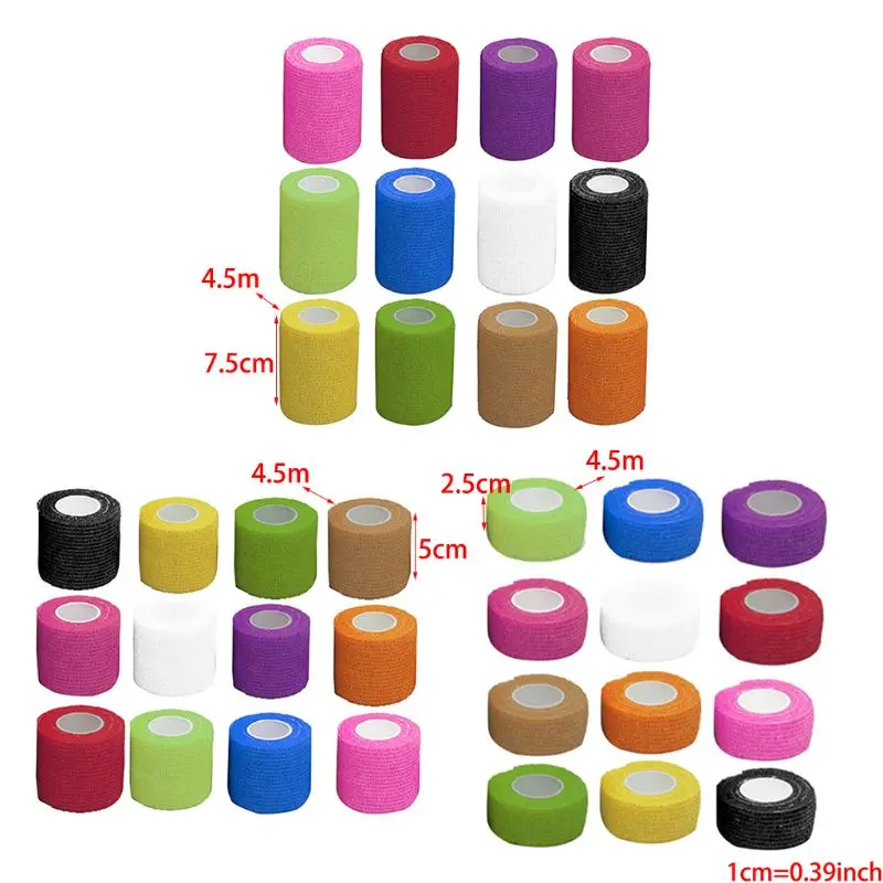 12 Pieces Adhesive Bandage Wrap Stretch Self-Adherent Tape for Sports, Wrist, Ankle