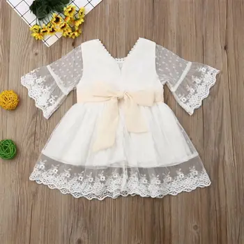 

Lace Tutu Tulle Dress for Baby Girls Party Princess Dress with Knot-Bow 1-6Y