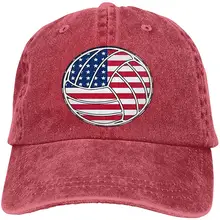Мужская и женская джинсовая бейсболка с регулируемой пряжей, бейсбольная кепка с американским флагом, волейбольная бейсболка