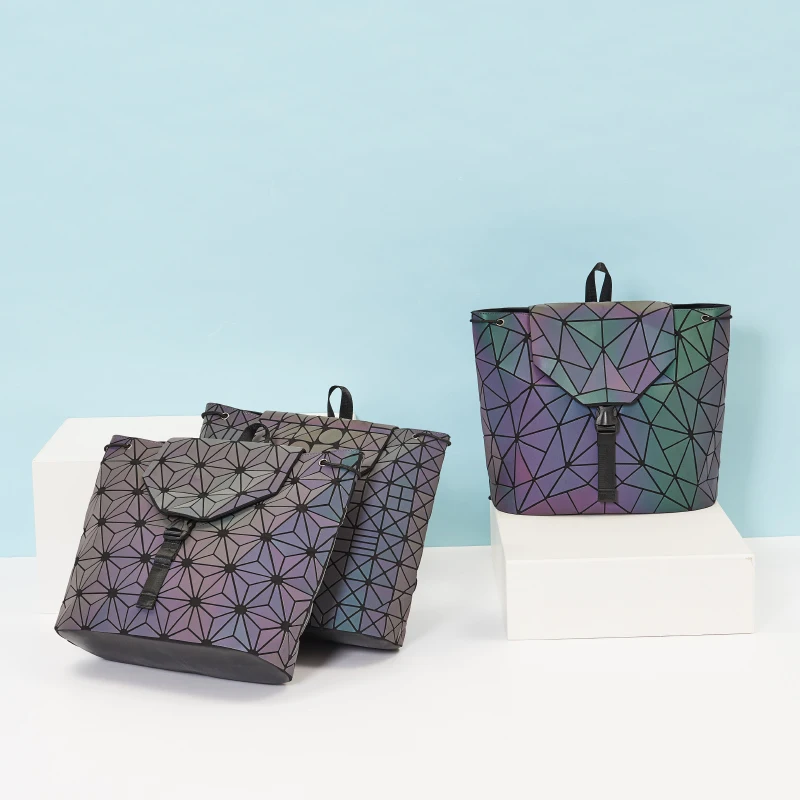 New Luminous Women backpack Geometric Folding Backpack For Teenage Boy Girls School Bag Designers Bagpack Female Ladies Mochila