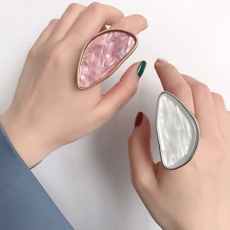 Модные Нерегулярные полукруглые геометрические массивные кольца для женщин