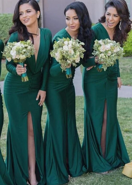hunter green bridesmaid dresses