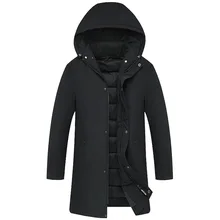 Новая модная зимняя парка куртка мужская ветровка Толстая теплая зимняя куртка мужская с капюшоном воротник средней длины парка Мужская Большой размер мужская куртка-парка
