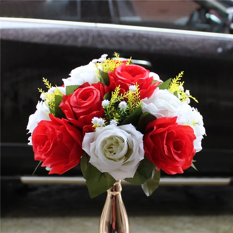 35 см роза для рукоделия шары из искусственных цветов центральный Декор Свадебный букет Цветочная композиция фон вечерние домашний стол цветок - Цвет: diameter 26cm B4