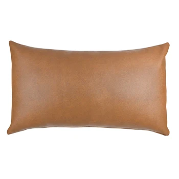 

Decorative Lumbar Throw Pillow Cover Only For Couch,Sofa,Or Bed Modern Quality Design 100% Faux Leather Milo Lumbar(12 Inchx20 I