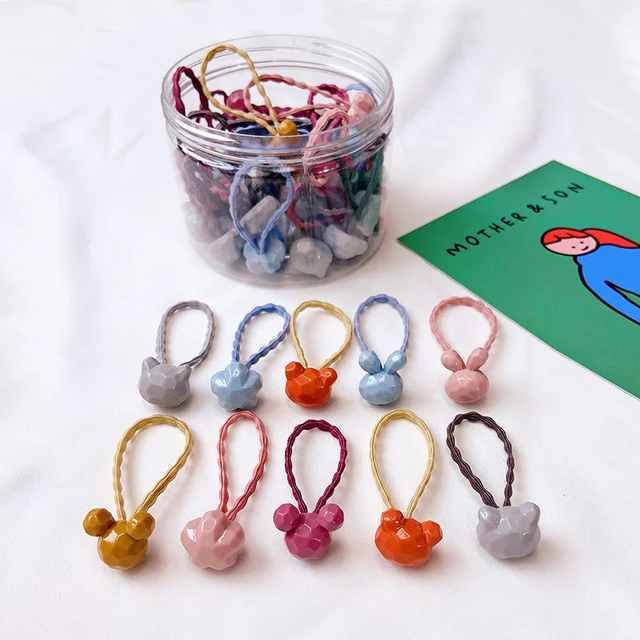 10/20/24 Pcs/Set Baby Girls Cute Cartoon Flower Scrunchies Rubber Bands Children Lovely Elastic Hair Bands Kids Hair Accessories Mouse-20 Pcs