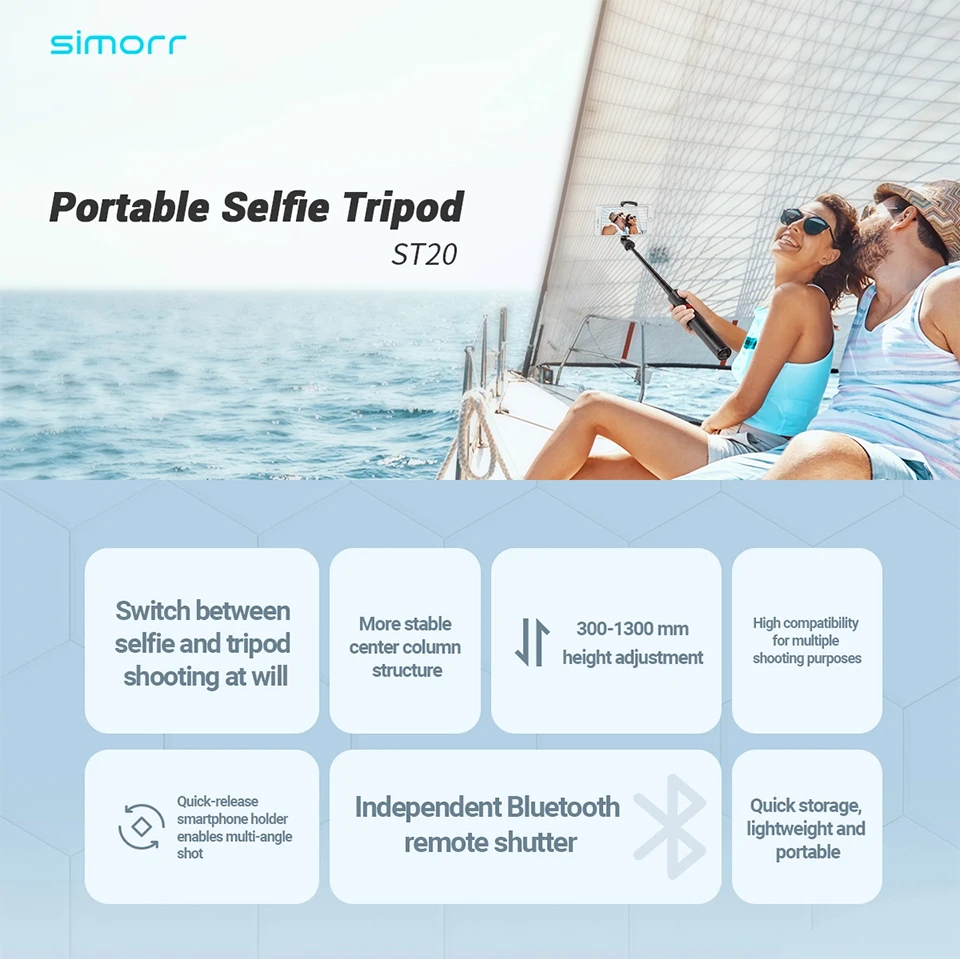 Description Picture 2 of itemSmallRig Portable Wireless Selfie Stick Bluetooth Foldable Mini Tripod For IPhone 13 /For Huawei Remote Control Tripod 3375