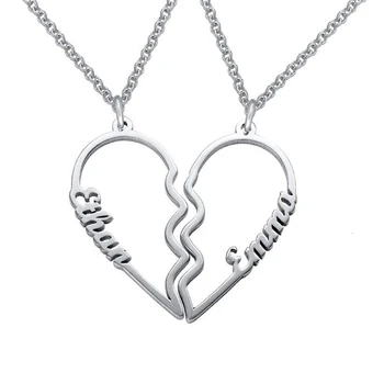 

Dainty Personalized Double Name Choker Necklaces For Couple Stainless Steel Custom Letters Wing Heart Nameplate Pendant Women