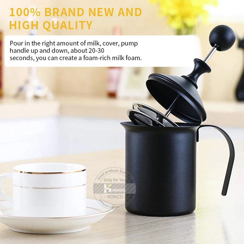 Handheld Milk Frother Portable and Powerful Foam Maker for Make Cappuccinos, Lattes, Bulletproof and Keto Coffee Handhel Handheld Milk Frother Portable and Powerful Foam Maker for Make Cappuccinos, Lattes, Bulletproof and Keto Coffee Handhel