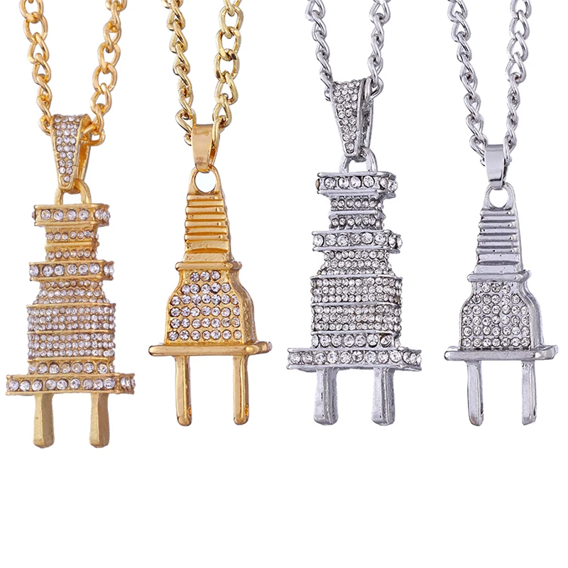 ZRM ювелирные изделия Bling подвеска в виде вилки ожерелье Золото Цвет серебра