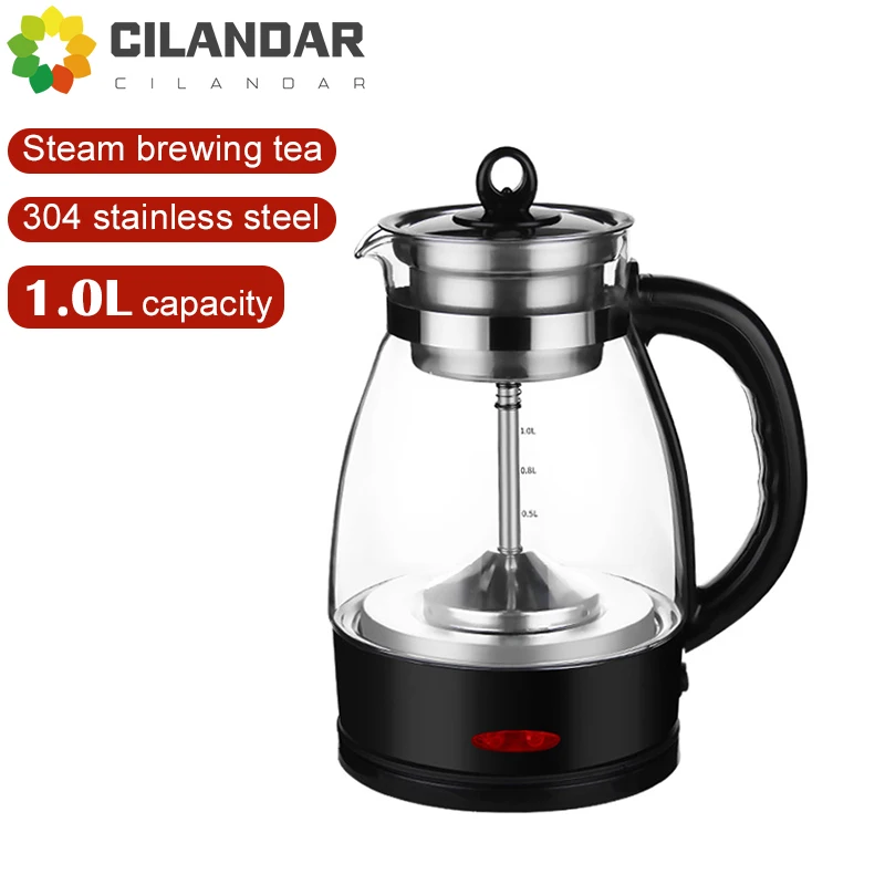 Fully automatic steam tea maker dark tea glass health pot heat preservation electric tea pot Pu'er tea pot electric kettle 1L 100 240v electric kettle portable stew cup health preserving pot heat preservation teapot boiling cup travel boiled water pot