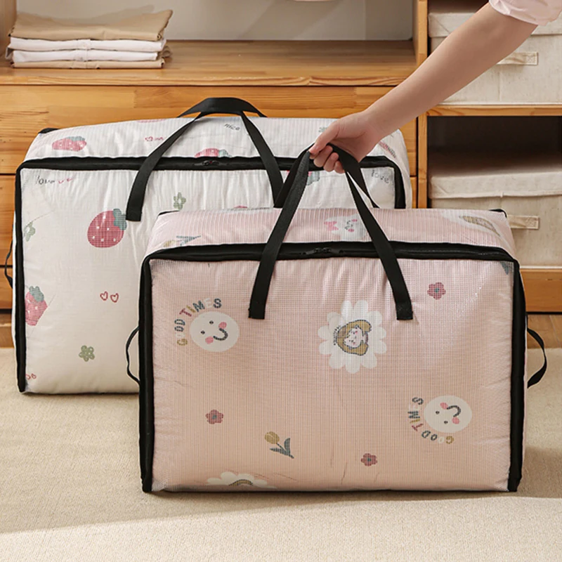 

New Clothes Storage Bag Foldable Pillow Quilt Closet Blanket Organizer Box Home Portable Mesh Finishing Luggage Bag Three Sizes