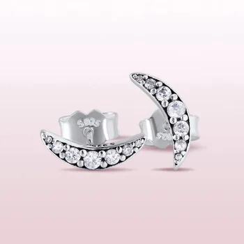 

New S925 Sterling Silver Pan Earring Moon Shaped Silver Moon Light New Style Earrings For Wedding Fashion Jewelry