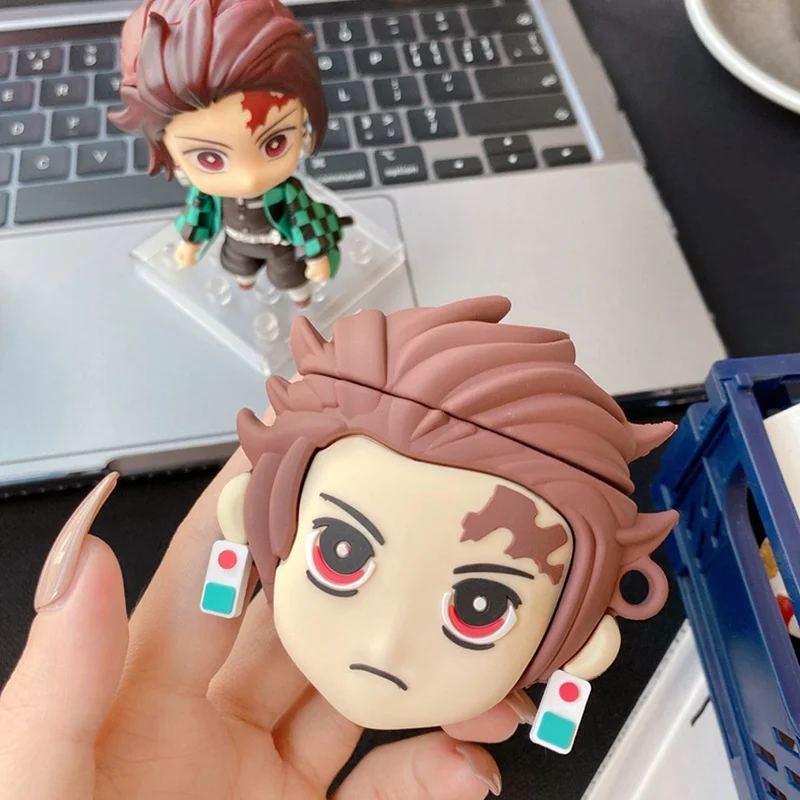 

Anime Demon Slayer: Kimetsu no Yaiba Kamado Tanjirou Silicone Protective Cover for Airpods 1 2 pro Charging Box Protect Case