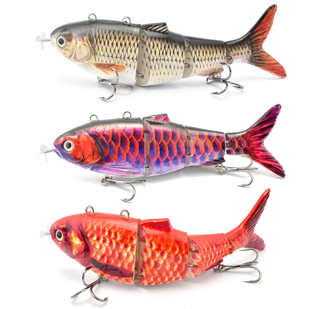 Robotic Swimming Lures Auto Electric Lure Bait USB Fishing Wobblers 4-segement