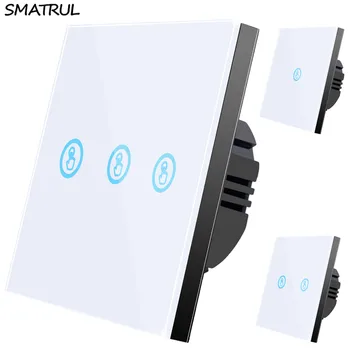 

SMATRUL touch Wall Switch Light led Lamp Crystal Glass Screen Panel 1 2 3 gang AC 110V 220V 240V EU UK US Standard Sensor on off