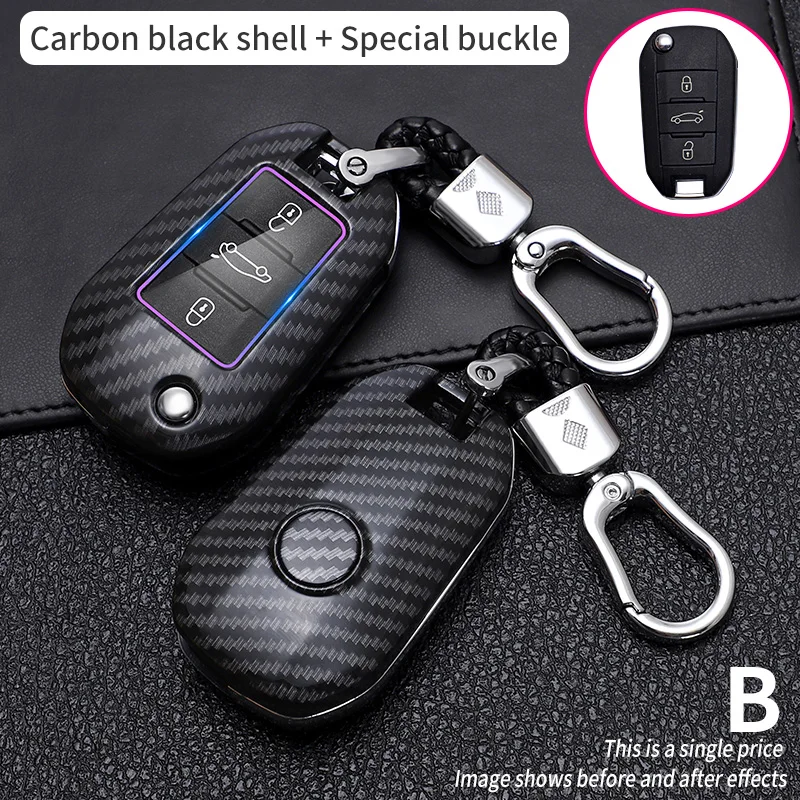 

ABS Carbon Fiber Pattern Car Remote Key Case Cover For Peugeot 2008 3008 5008 For Citroen C4 C6 C3-XR Picasso DS3 DS4 DS5 DS6