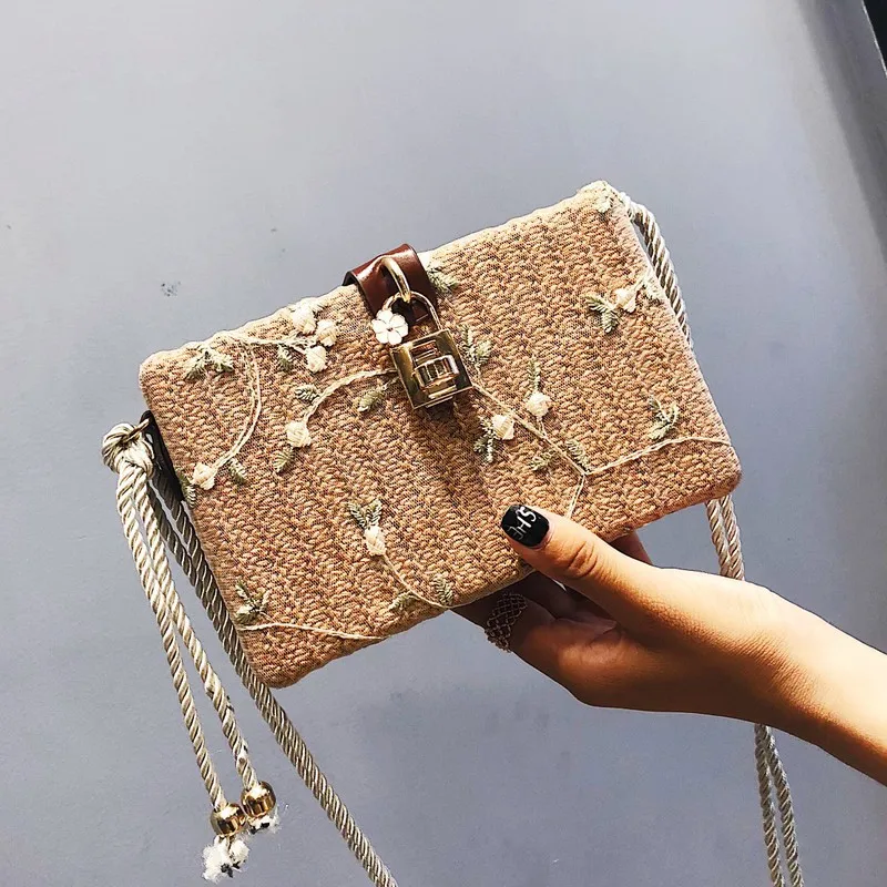 

INS Super Fire Bag Korean-style CHIC Chain Shoulder Bag 2018 Summer New Style Straw Bag GIRL'S Shoulder Bag