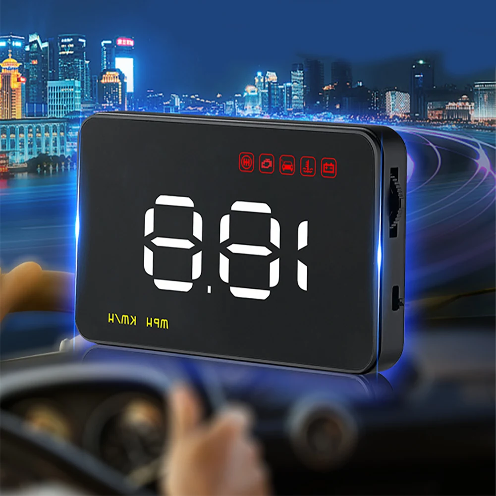 A100 универсальный проектор Предупреждение Спидометр OBD2 превышение скорости сигнализации Многофункциональный дисплей HUD Электронный Прозрачный ABS