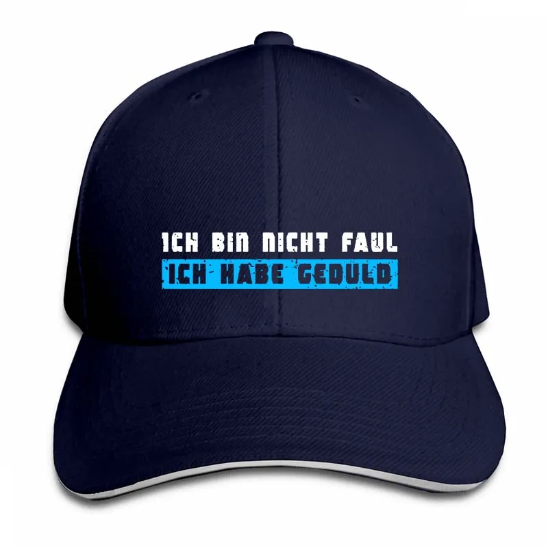 Ich bin nicht faul ich habe Geduld немецкий им не ленивый им больной ленивый язвительный немецкий текст бейсболка для мужчин и женщин Дальнобойщик шапки - Цвет: 2-Navy