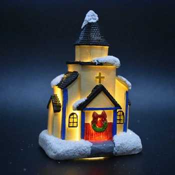 

DIY Christmas Resin Scene Village Houses Town With Clorful Flashing LED Light Battery Operate Christmas home decor Nacidad gift