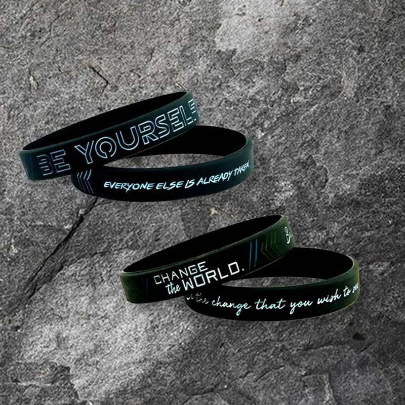 Inspiring Bracelets Motivational Be Yourself Change The World Create Dream Inspirational Silicone Wristband 1Pc