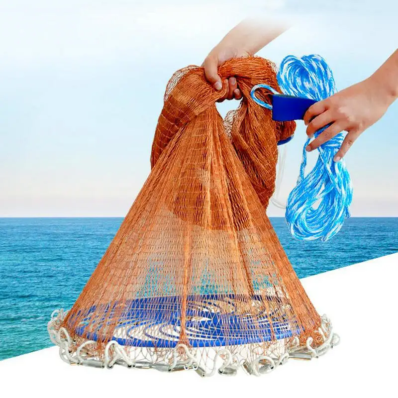 

Upgraded American hand-cast net with frisbee high-strength fly fishing net 540/600/660/720 cm throw net with pendant