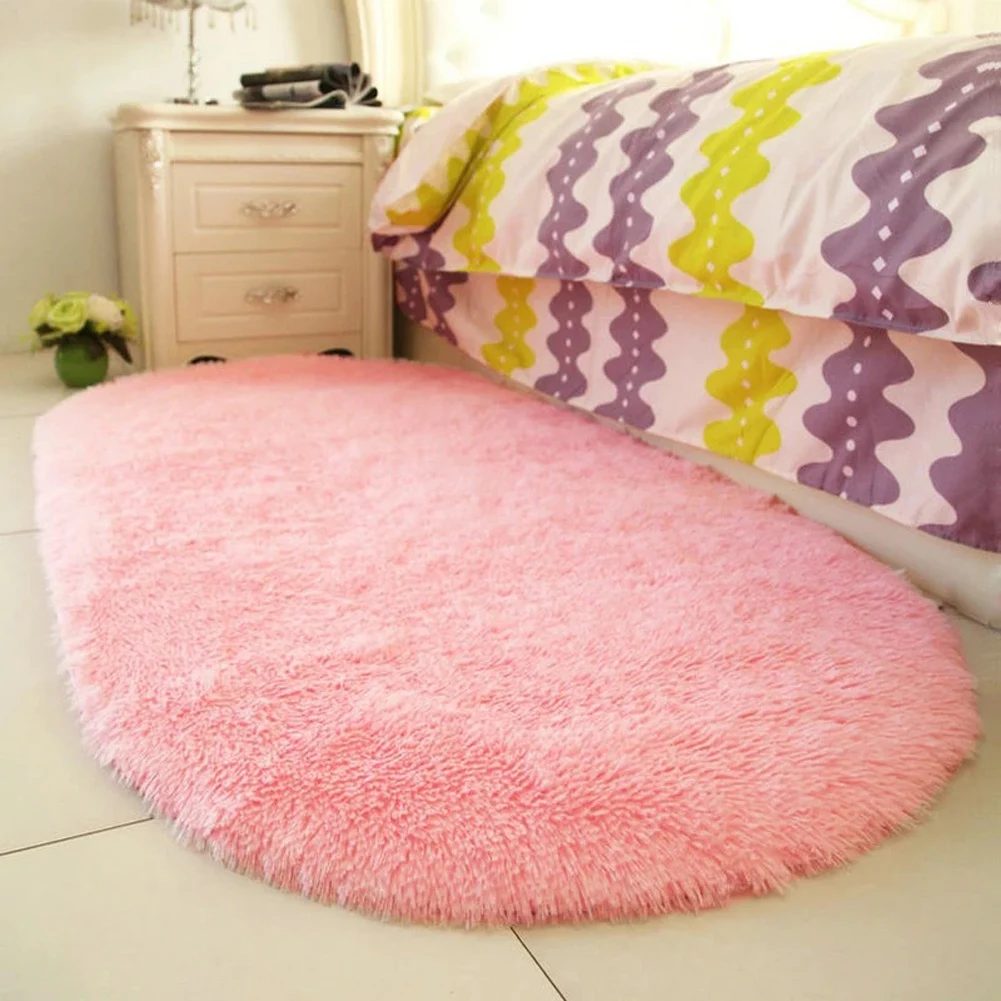 Горячие Новые пушистые коврики, противоскользящий ворсистый ковер для столовой, дома, спальни, напольный коврик - Цвет: Pink
