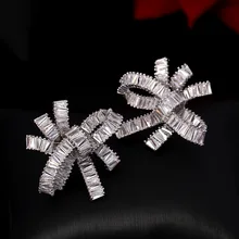 Гипоаллергенные блестящие женские серьги-гвоздики с бантом, милые модные корейские стильные ювелирные изделия