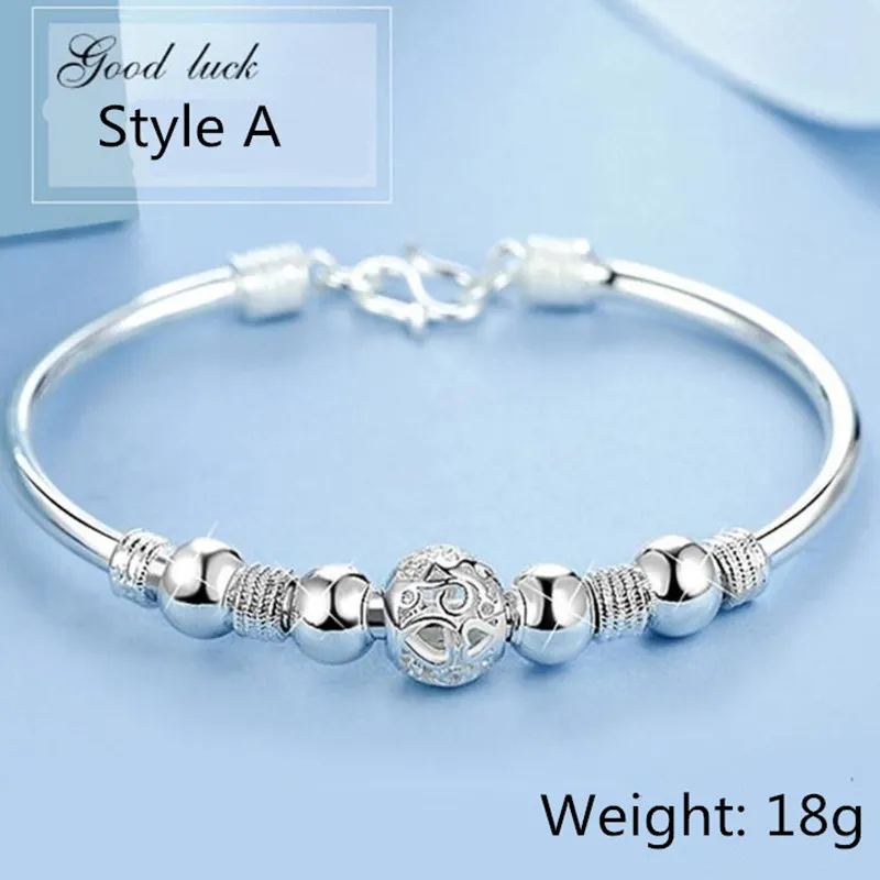 Браслет из девяти переливающихся бусин, браслет удачи, белый медный серебряный браслет, ювелирные изделия, женские модные ювелирные изделия, подарок - Окраска металла: Style A