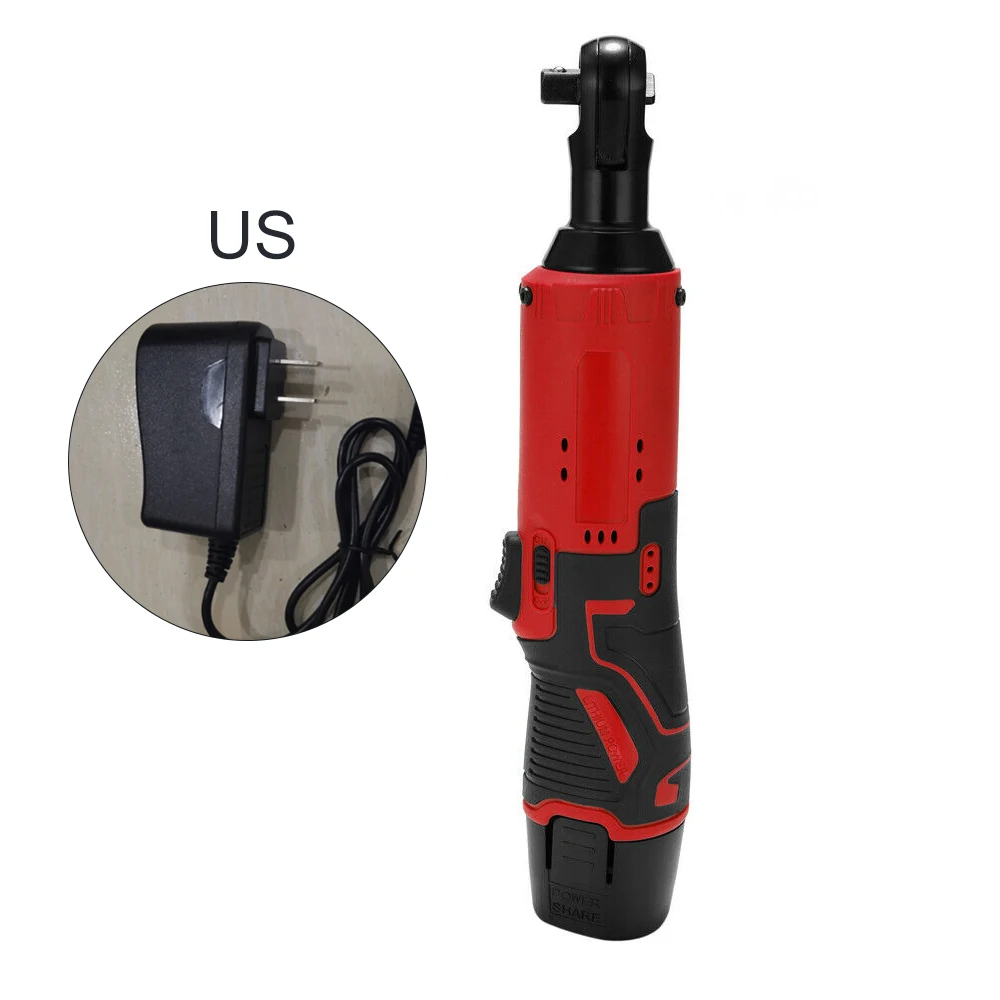 

45Nm 300rpm 12V Cordless Electric Ratchet Wrench 90 Degree Power Tool W/ Battery & Charger Copper Wire Motor Chuck 3/8