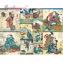 BRISTLEGRASS Wooden Jigsaw Puzzles 500 1000 Piece Ukiyoe Utagawa Kuniyoshi Classic Combo Educational Toy Japanese Painting Decor