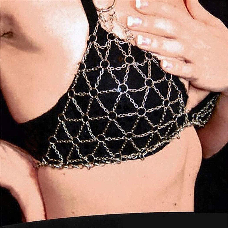 Шарм сетки нижнее белье цепи сексуальное бикини бюстгальтер грудь цепь для