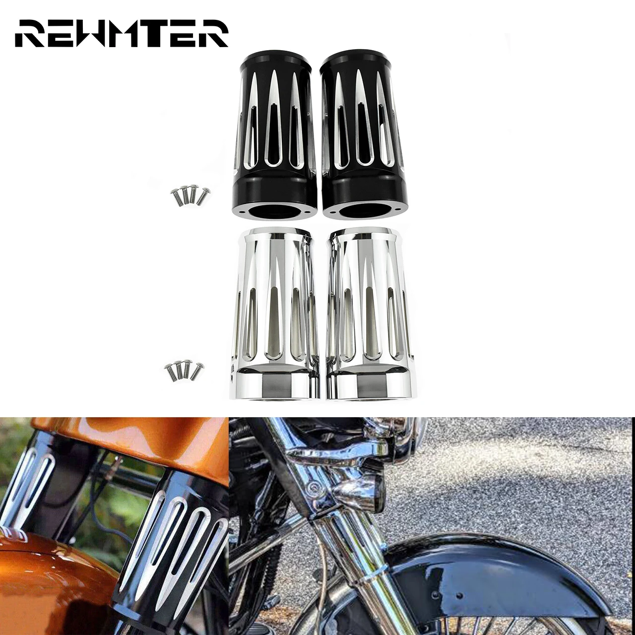 CHROME Gear FORK SLIDER CAN cover For Harley Touring Softail street road king electra glide 