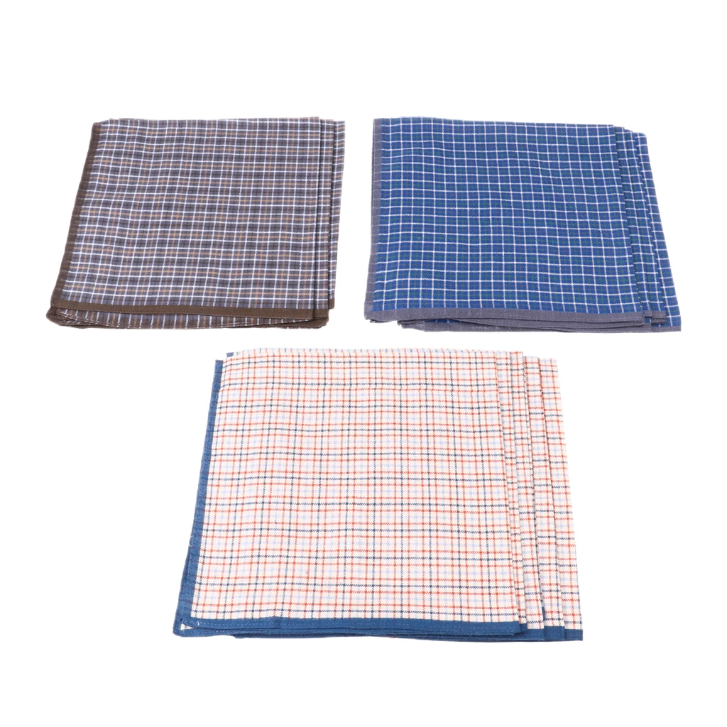 12pcs Assorted Fashion Handkerchief Men Woven Cotton 100% Square Hankies Lot 43 x 43 cm
