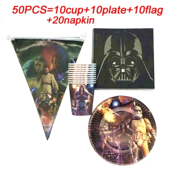 

Star Wars Theme Party Tableware Paper Plate Cup Napkins Banner Flags Disposable Tableware Happy Birthday Party Supplies For Boys