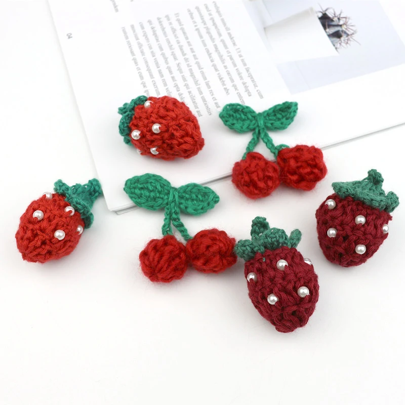 5 шт. украшения ручной вязки в виде вишни/клубники товары для рукоделия детские