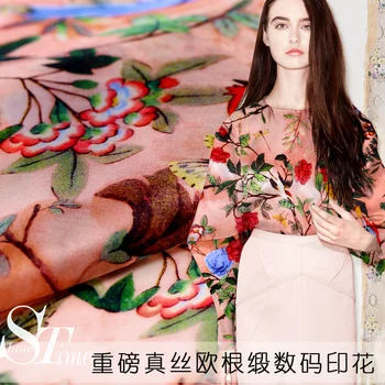 

140cm digital printing silk organza satin fabric perspective smooth shirt dress silk fabric crisp fashion natural silk fabric