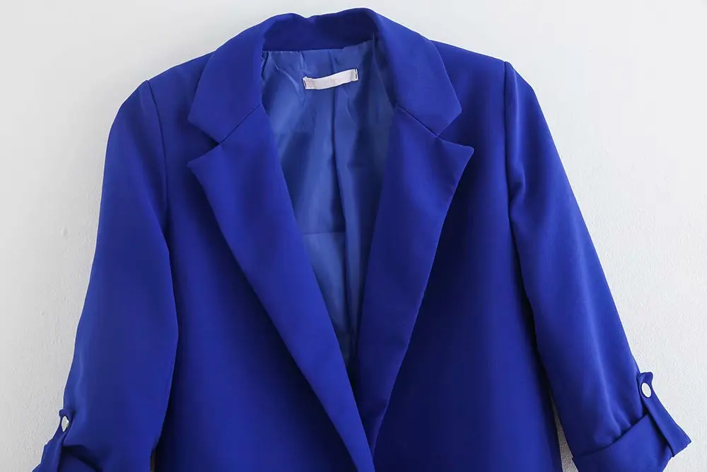 

2019 Autumn New Style Western Style-Roll Sleeve Dual Pocket Casual Suit Jacket