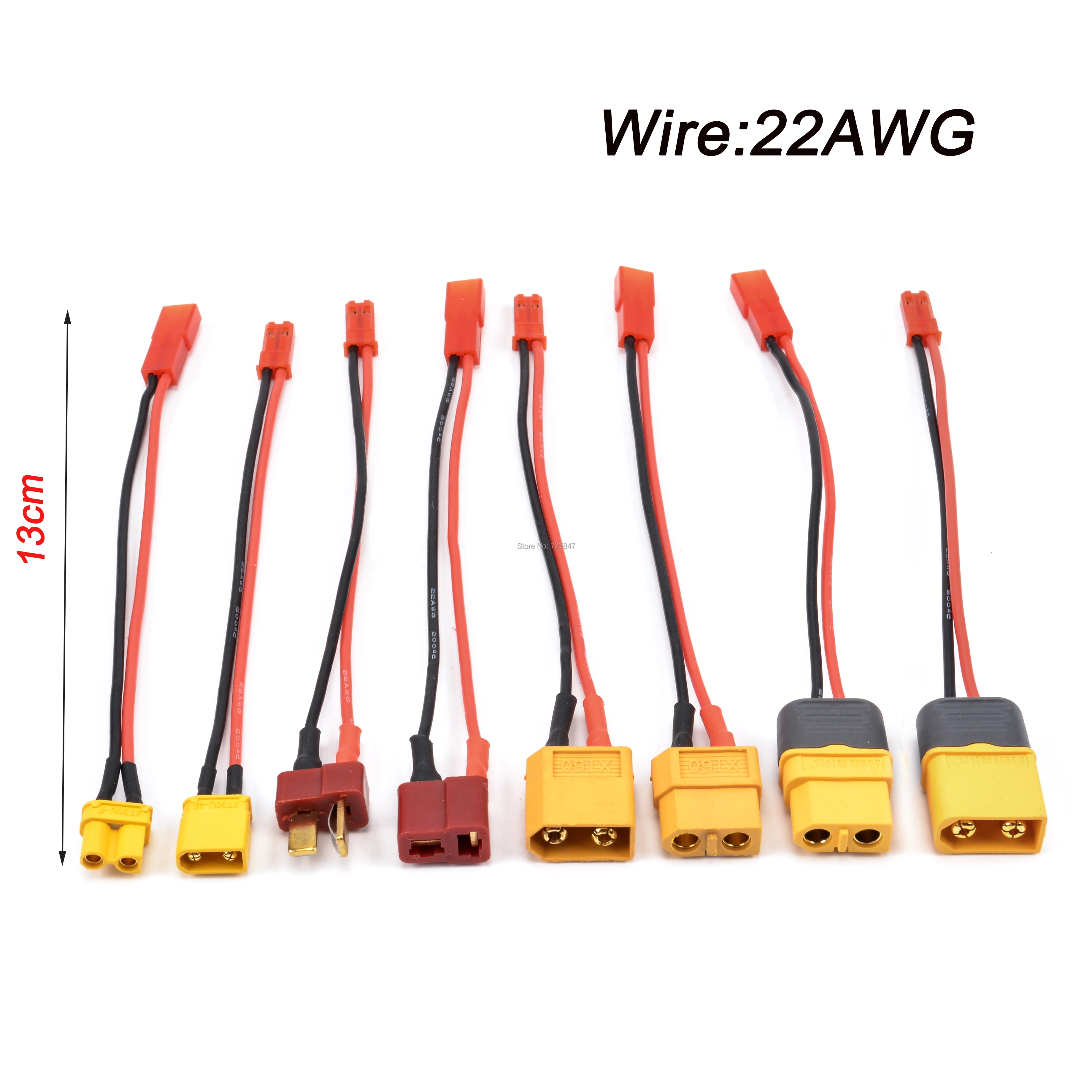 Т-образный разъем 22AWG XT30U XT60 XT60H штекер/гнездо к зарядному устройству JST адаптер