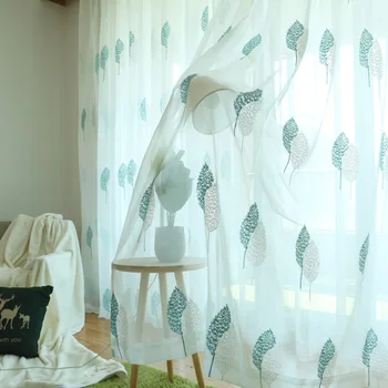 

Northern European-Style Tree Modern Minimalist Curtain Yarn Embroidery Yarn Living Room Bedroom Window Screen