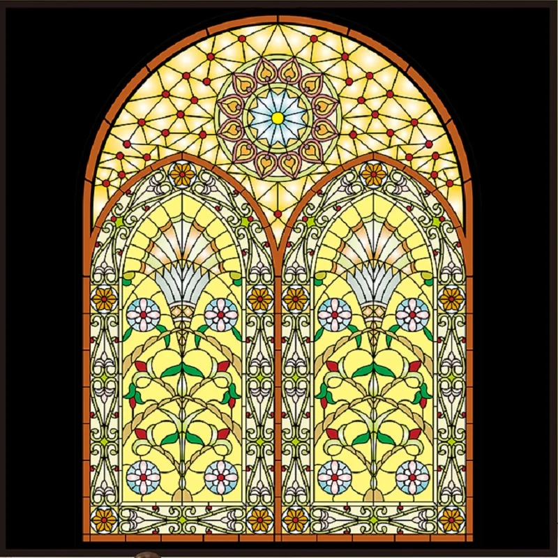Window-Cover Frosted Custom Size Static Cling Films Symmetry Flower Pattern Church Water-Proof Bathroom Wardrobe 55cmx100cm - Цвет: 2