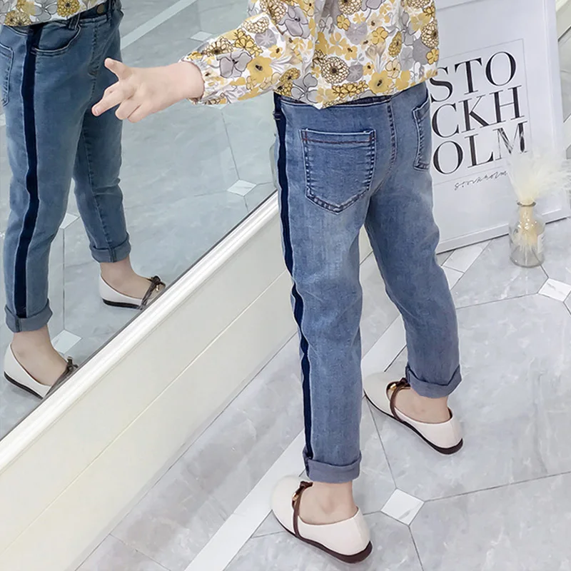 

Striped Girls Jeans Denim Pants Slim Kids Girl Jeans Legging 2019 Spring Autumn Solid Children Jeans Pants for Girls